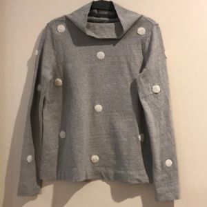 Loft Mock Neck Polka Dot Top XXS NWT